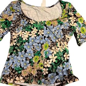 H&M Floral Viscose Tshirt short sleeve, Sz m